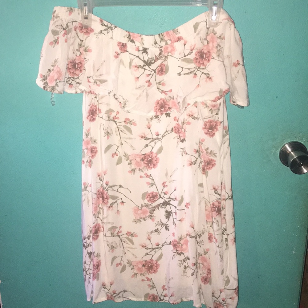 Flowery off the shoulder dress